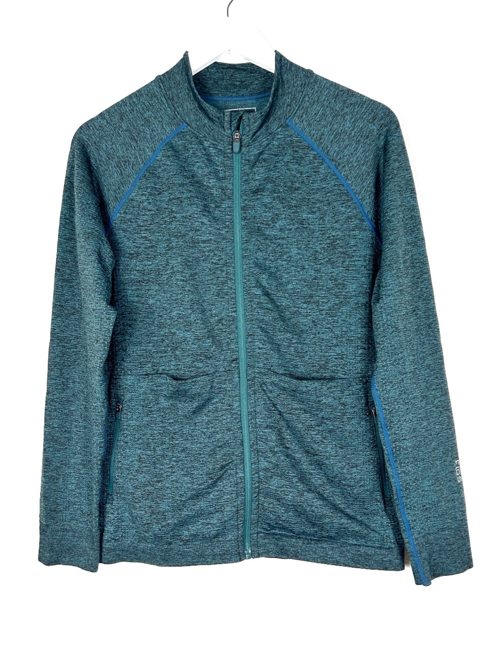 FIGS Seamless slim heathered teal green blue zip up jacket size XL